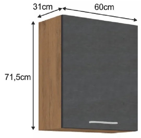 Horná kuchynská skrinka 60 GU-36 1F Velaga (sivá matná + dub lancelot). Vlastná spoľahlivá doprava až k Vám domov. 1015871