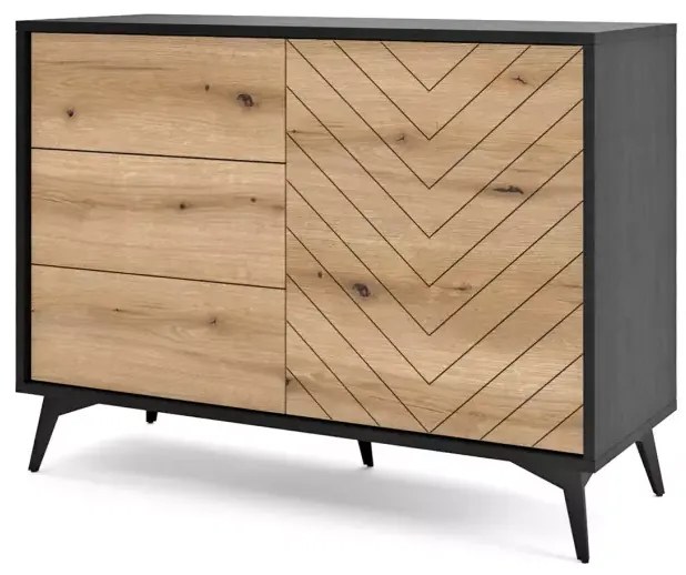Komoda Diamond KSZ 104 cm dub evoke/černá