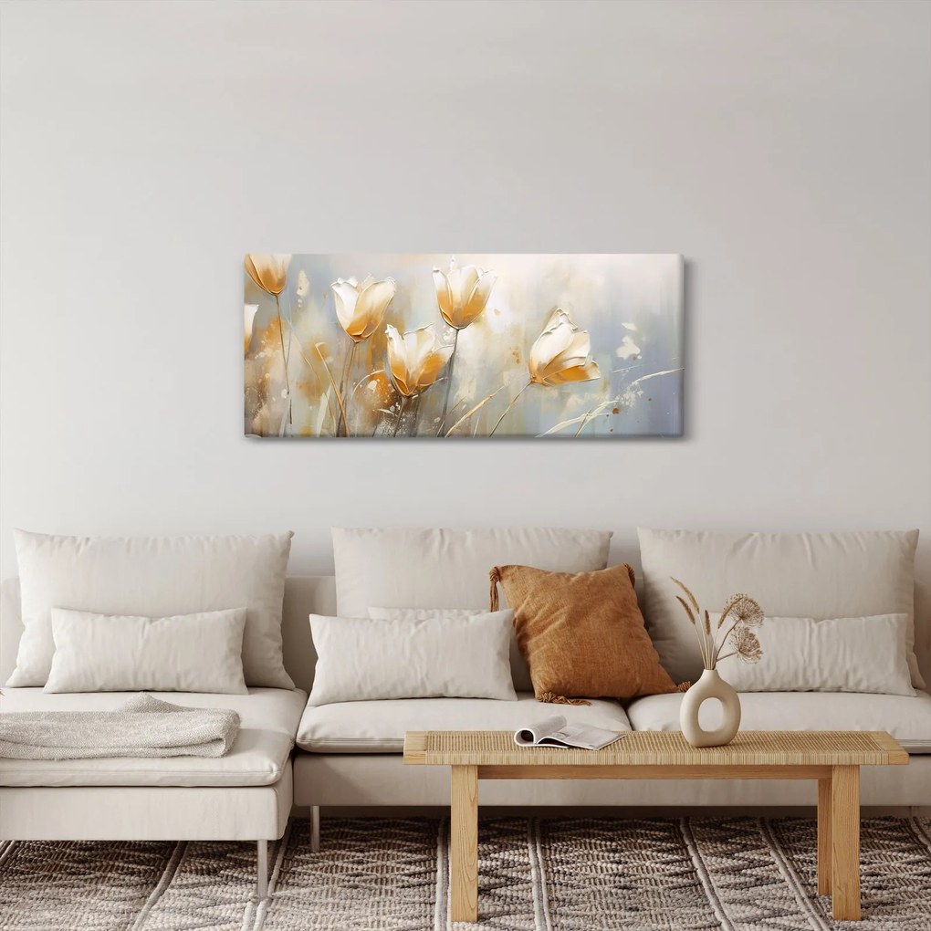 Obraz - Maľba tulipánov (120x50 cm)