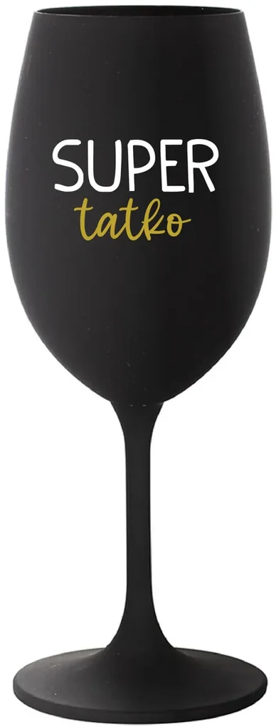 SUPER TÁTA - čierny pohár na víno 350 ml
