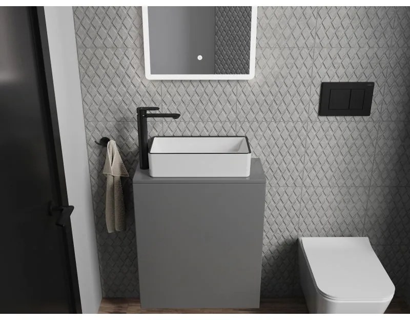 Mexen Nadia, umývadlo na dosku 46x23x12 cm, biela lesklá-čierny okraj, 21614607