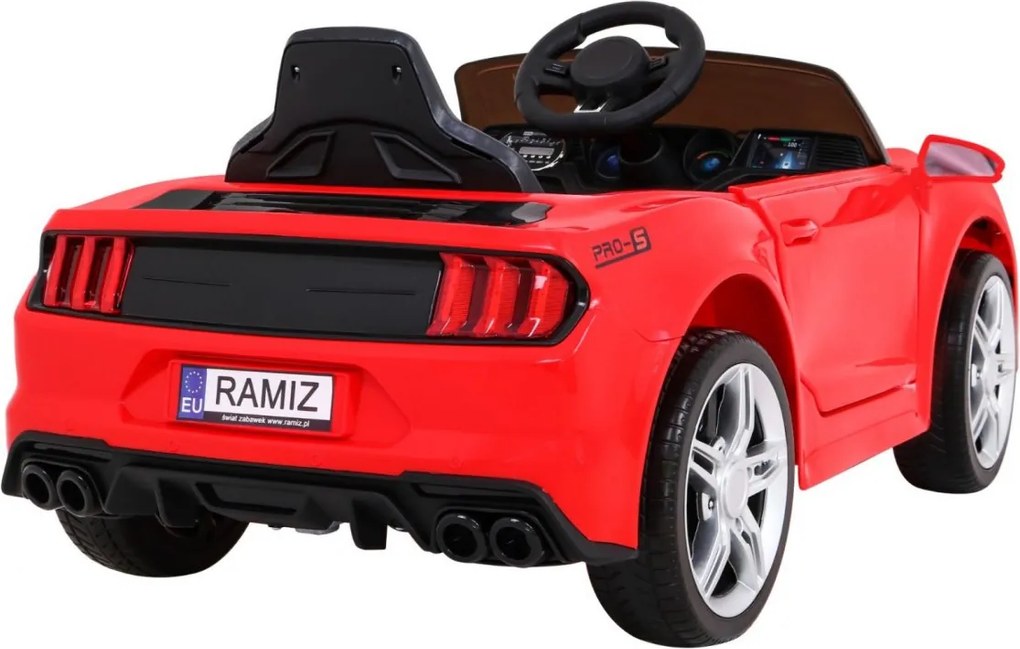 Ramiz Športové autíčko GT na batérie pre deti červené + diaľkové ovládanie + pomalý štart + nosič batožiny + MP3 LED