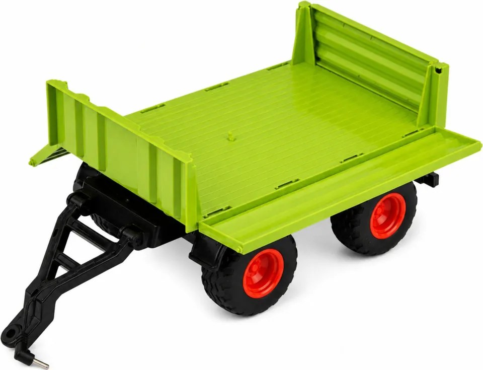 LEAN Toys Vysoký poľnohospodársky traktor s vyklápacím prívesom, diaľkovo ovládaný RC v mierke 1:16