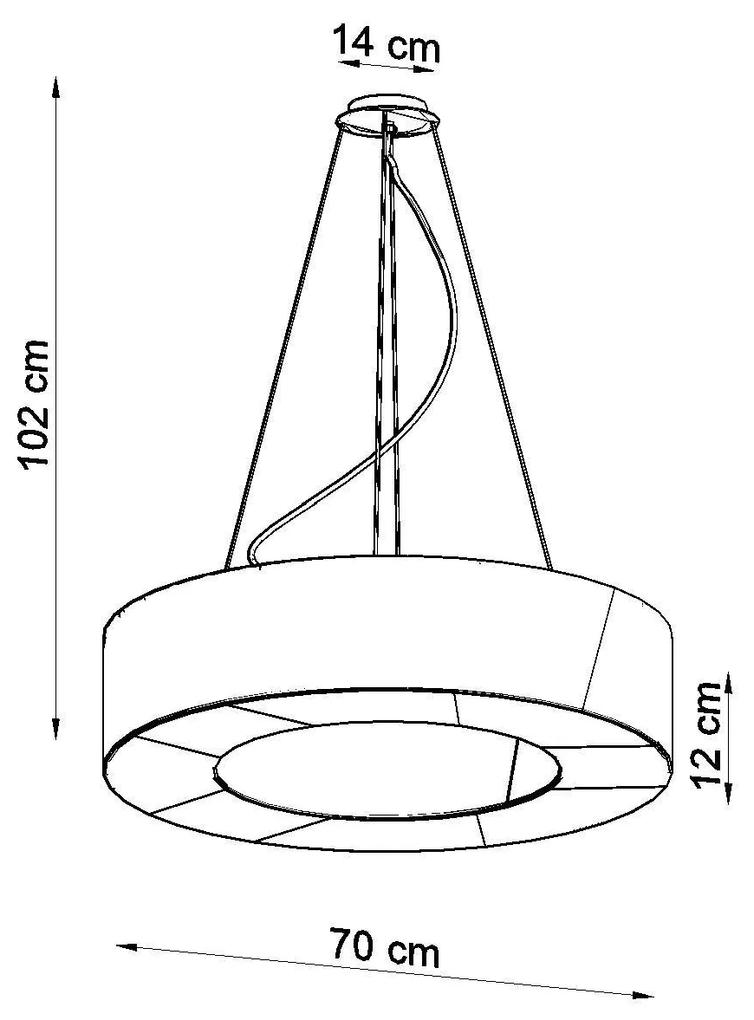 Závesné svietidlo Saturno Slim, 1x čierne textilné tienidlo, (biely plast), (fi 70 cm)