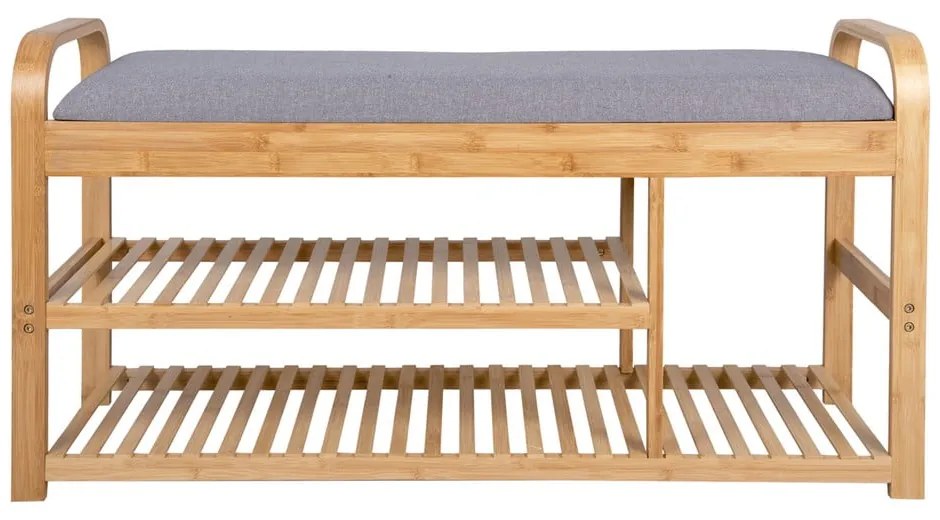 Sivá/prírodná bambusová polica na topánky s lavicou – Leitmotiv