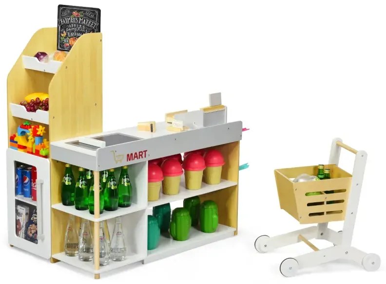 Hracia súprava supermarket s nákupným vozíkom detská pokladňa hračka supermarket na hranie pre deti