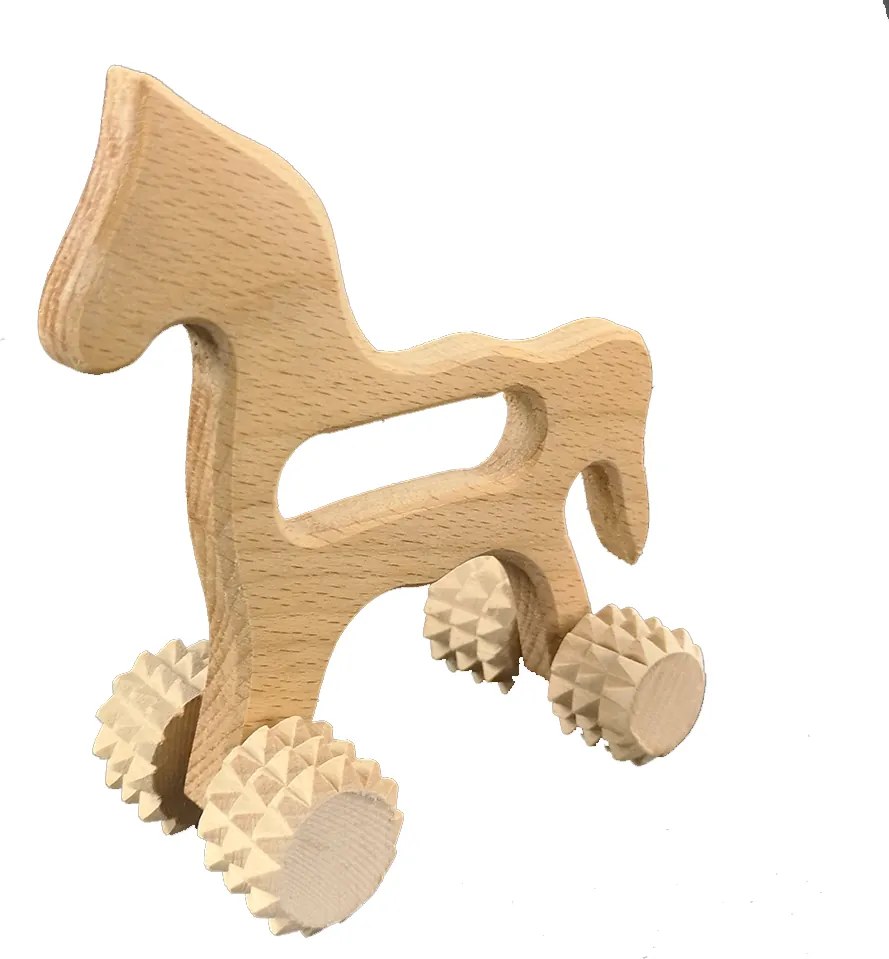 AMADEA Drevená masážna pomôcka koník, masívne drevo, 15 cm