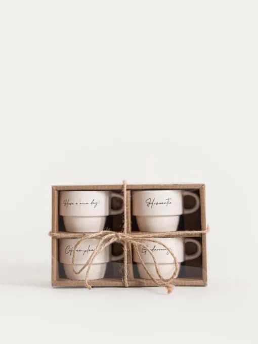 Sada štyroch hrnčekov VITI s nápismi 772344 (4 ks)