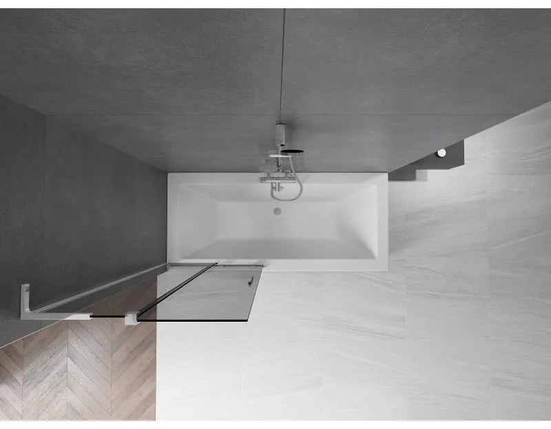 Mexen Velar L, 2-krídlová posuvná vaňová zástena 85 x 150 cm, 8mm šedé sklo, chrómový profil, 896-085-003-41-01