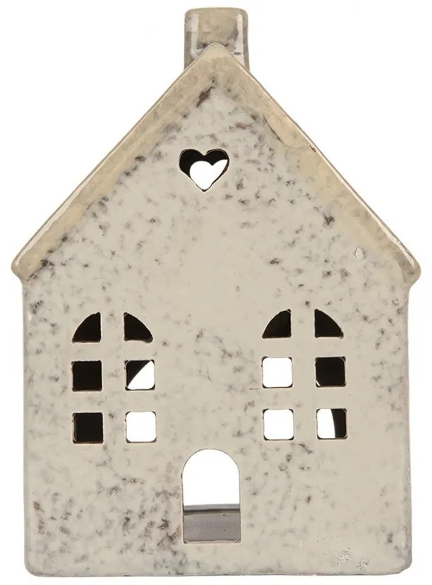 Sivý keramický domček na čajovú sviečku Lamont - 11*7*16 cm