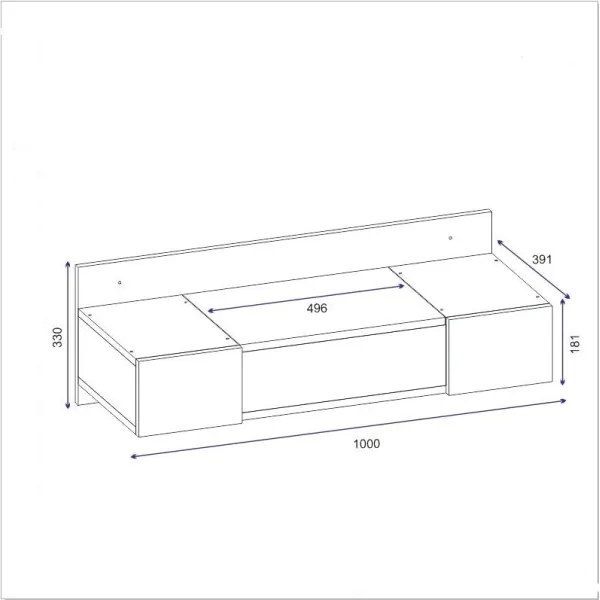 Toaletný stolík ZAKKUM 33x100 cm antracit