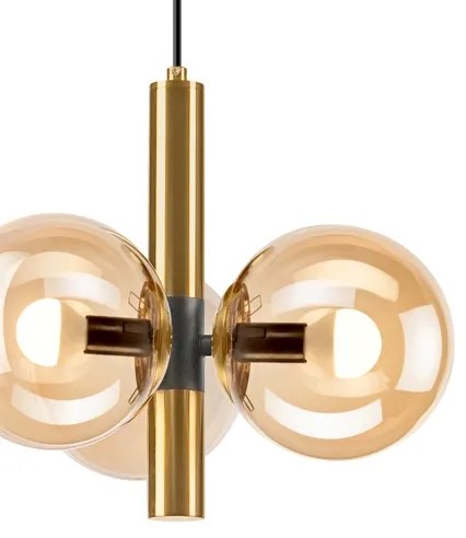 Luster na lanku ROLLO 3xE14/5W/230V zlatá/dymová béžová