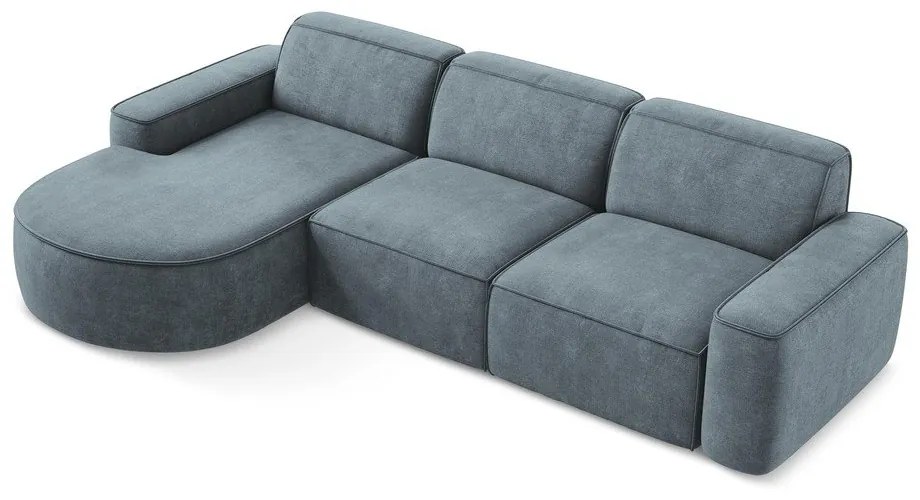 Sivomodrá ženilková rohová pohovka (ľavý roh/s leňoškou) Omao – Makamii