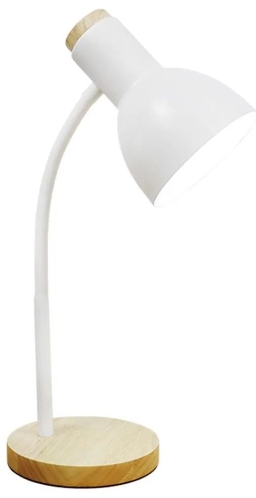 Zuma Line SM-W02-WH - Stolná lampa 1xE27/40W/230V biela/dub