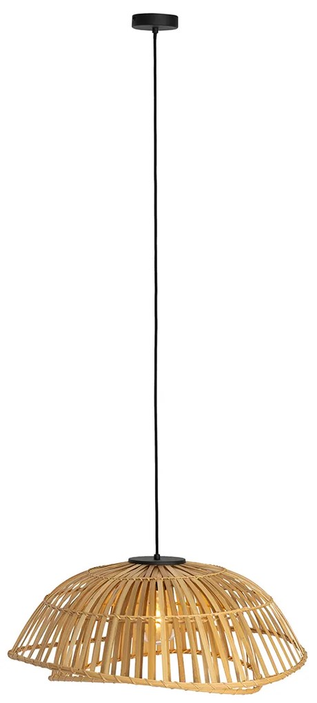 Orientálne závesné svietidlo čierne s prírodným bambusom 62 cm - Pua
