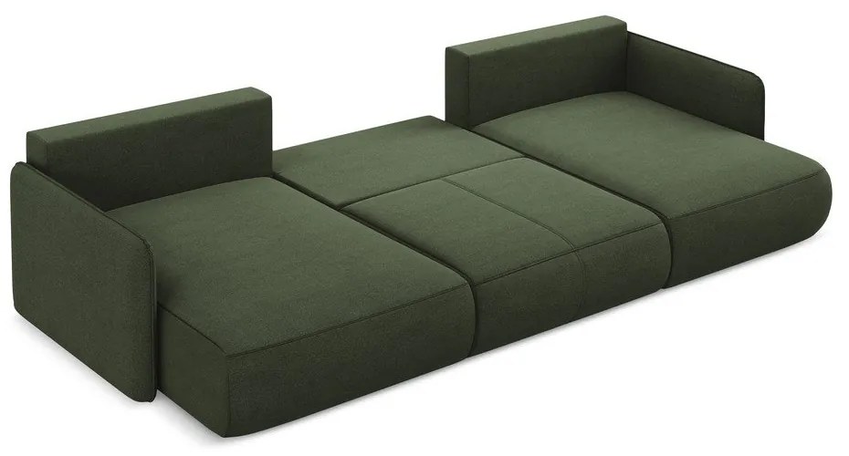 Zelená rozkladacia/s úložným priestorom rohová pohovka Nanea – Makamii