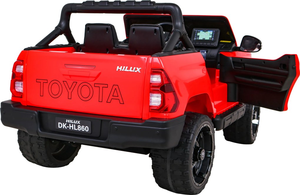 Ramiz Toyota Hilux na batérie pre deti Červený pickup + pohon 4x4 + diaľkové ovládanie