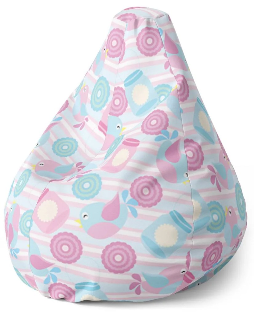 Sablio Sedací vak Pear Roztomilé vtáčiky - 70 x 95 x 15 cm