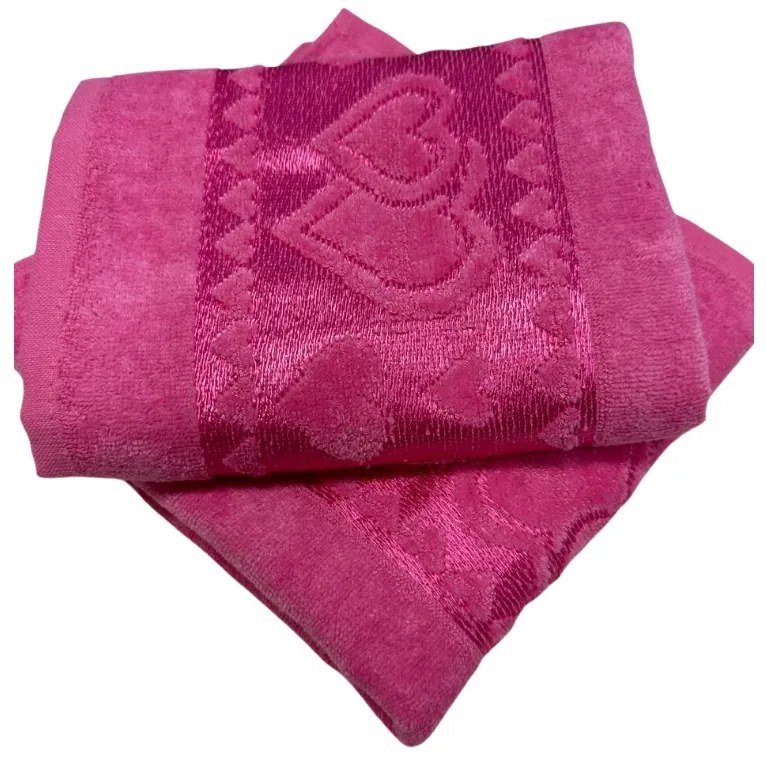 Žakarový froté uterák ružový srdiečko 50x90cm TiaHome