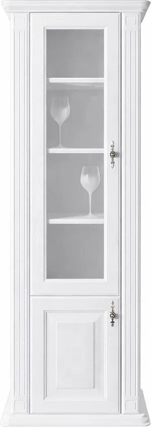 Biela vitrína na poháre z masívu, 64x47x210 cm Otváranie vľavo