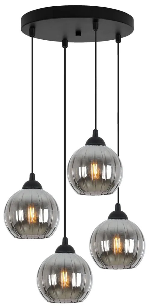 Závesné svietidlo Costa, 4x grafitové sklenené tienidlo, b, o