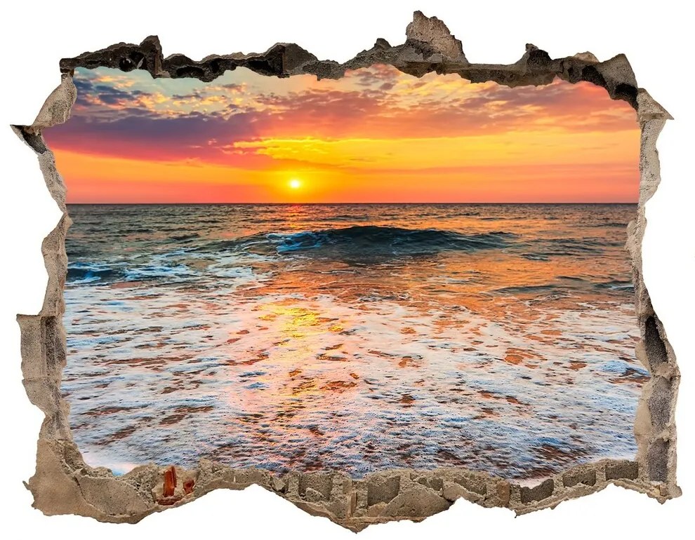 Díra 3D ve zdi nálepka Západ slnka nad morom nd-k-121064813