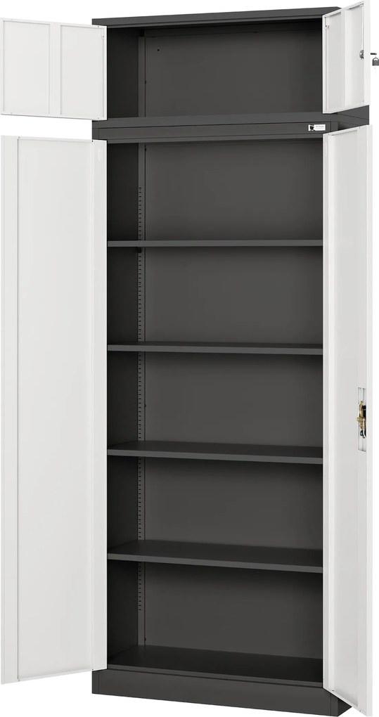 Nadstavec na skriňu, antracitovo-biela, 900x380x400 mm: EWA