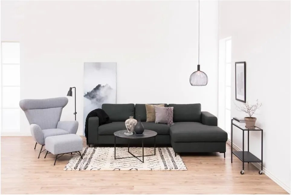 Čierny konferenčný stolík s doskou v mramorovom dekore Actona Alisma, ⌀ 80 cm