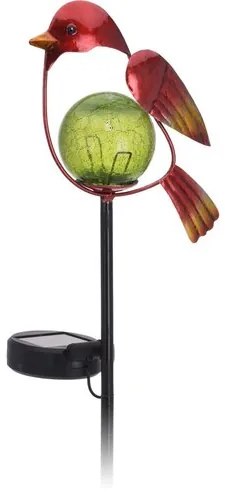 Solárna lampa Bird červená, 13 x 6 x 52 cm