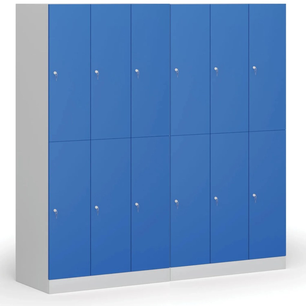 Šatníková skrinka S1 s úložnými boxmi, 6 boxov, 1850 x 900 x 500 mm, demont, cylindrický zámok, tmavosivé dvere