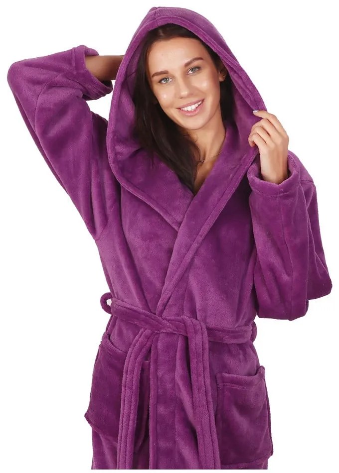 Fialový unisex župan z mikrovlákna DecoKing Robby, veľ. XS