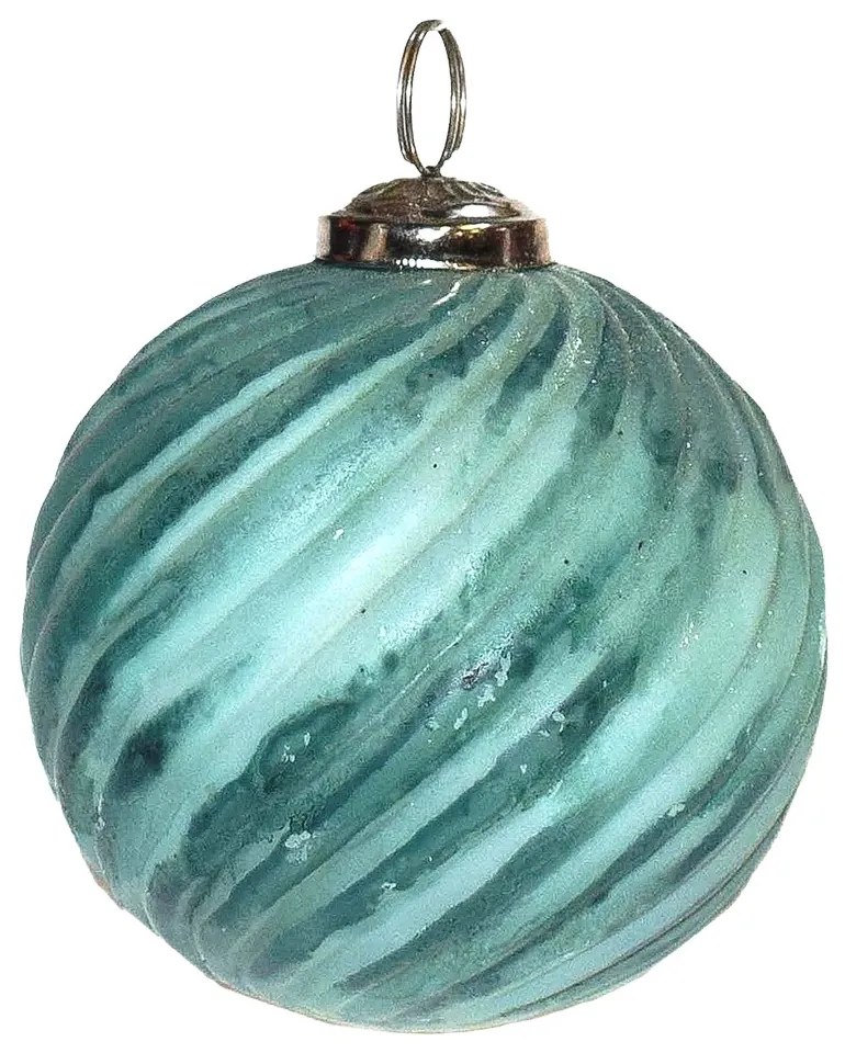 Tyrkysová sklenená vianočná guľa - Ø 7*7 cm