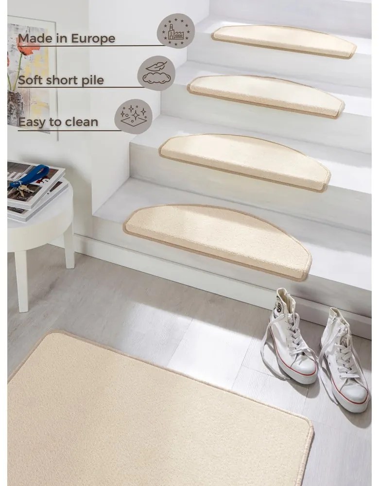 Súprava 15 krémovobielych koberčekov na schody Hanse Home Fancy, 23 x 65 cm
