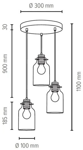 Spot-Light 1760376R - Luster na lanku ALESSANDRO 3xE27/60W/230V