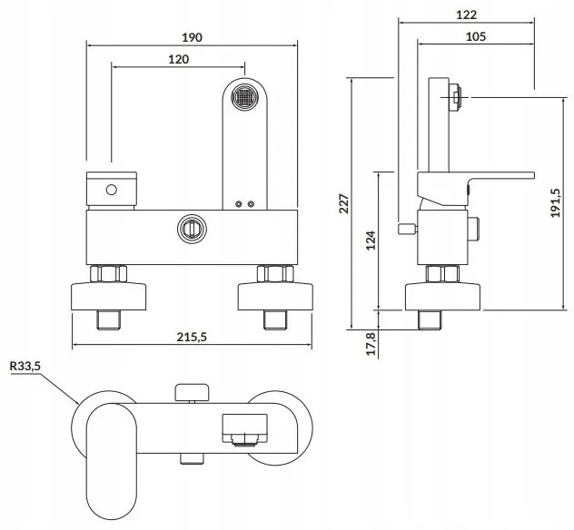 Cersanit Crea, nástenná sprchová-vaňová batéria, chrómová, S951-304