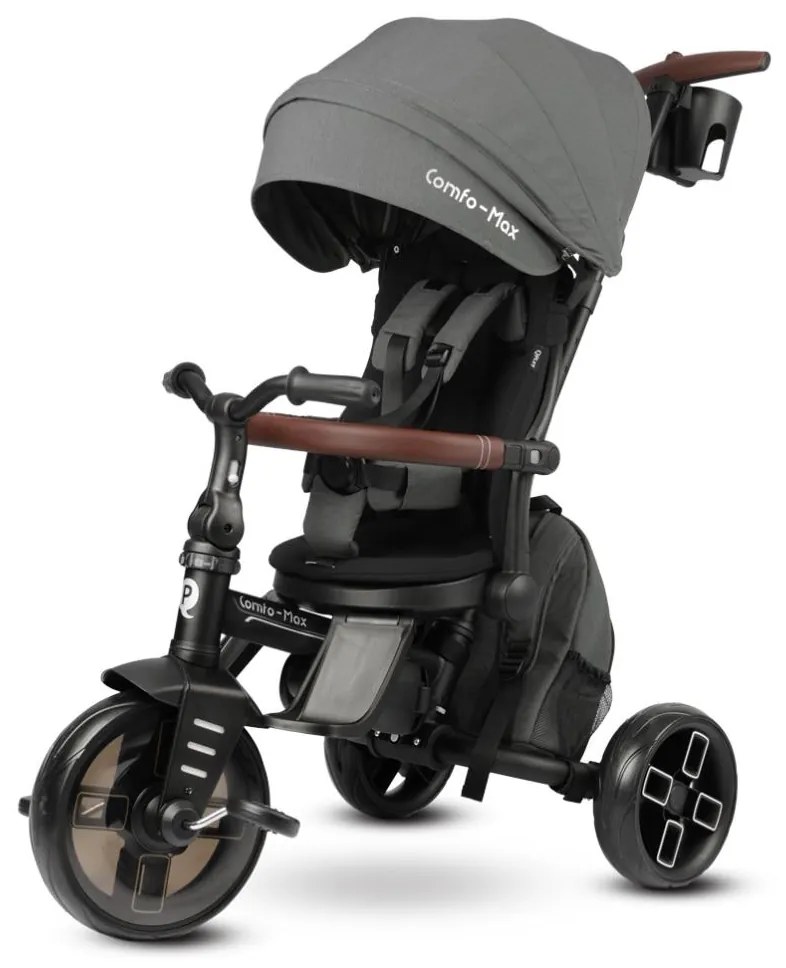 QPlay - Detská trojkolka 7 v 1 COMFO MAX sivá