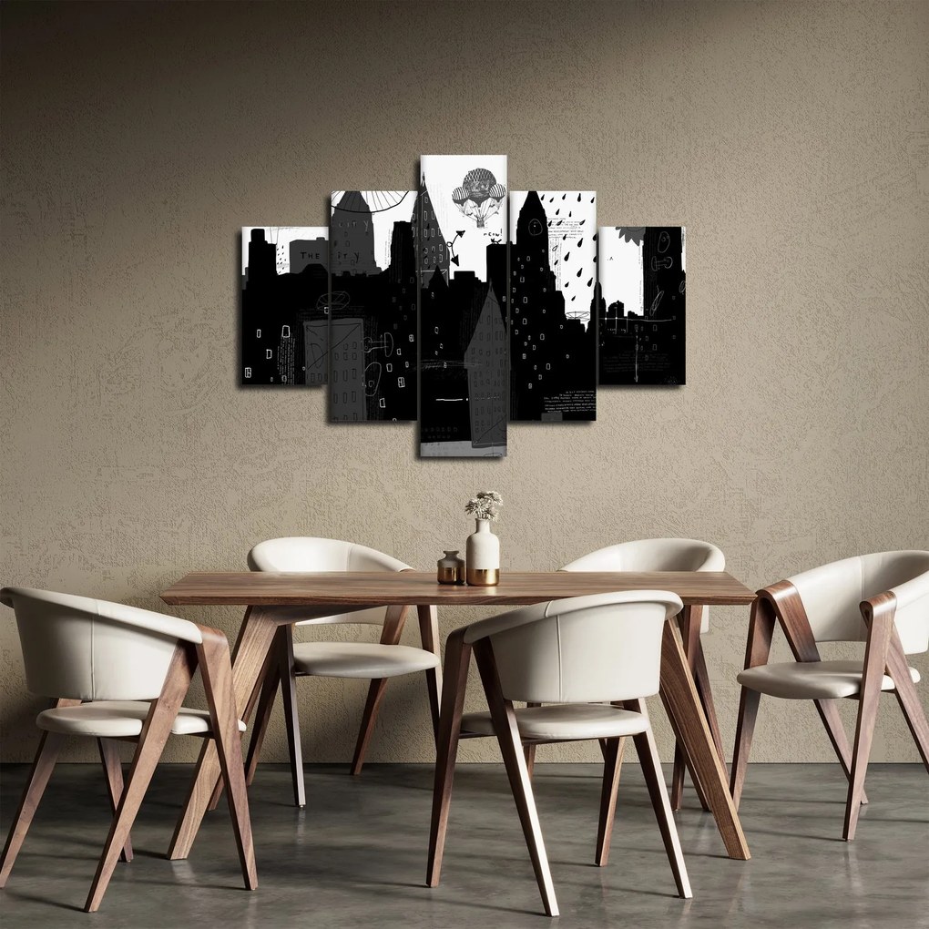 Obraz - Mesto s nápismi a vzormi (150x105 cm)