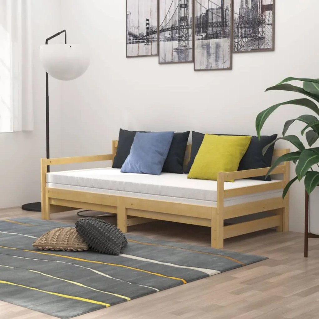 Rozkladacia denná posteľ 2x(90x200) cm, borovicový masív
