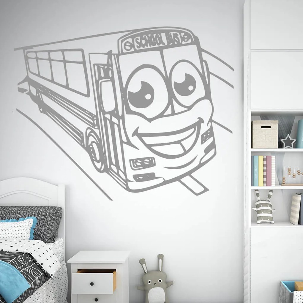 Veselá Stena Samolepka School bus Farba: růžová, Veľkosť: 60 x 48 cm