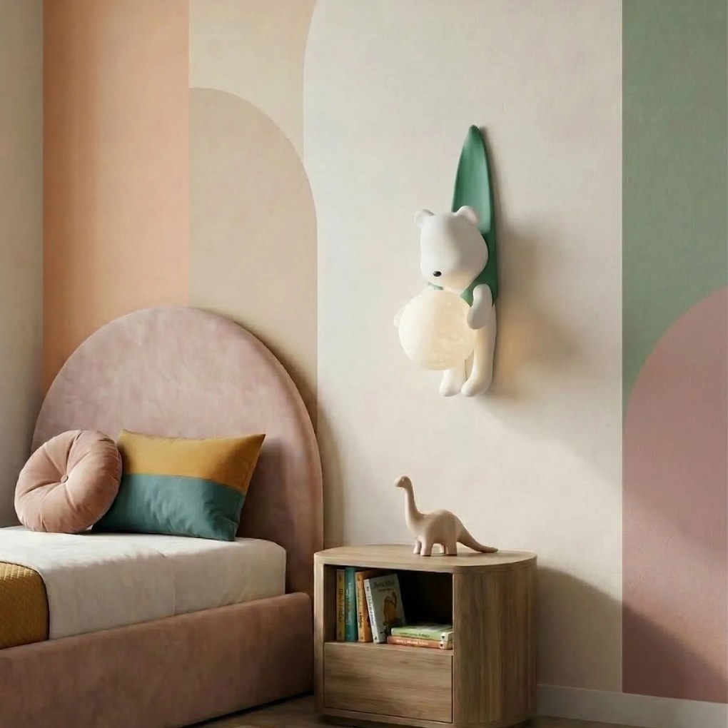 Toolight G169-1W, detské nástenné svietidlo macko v tričku, 1xG9, G169-1W BLUE, OSW-07809