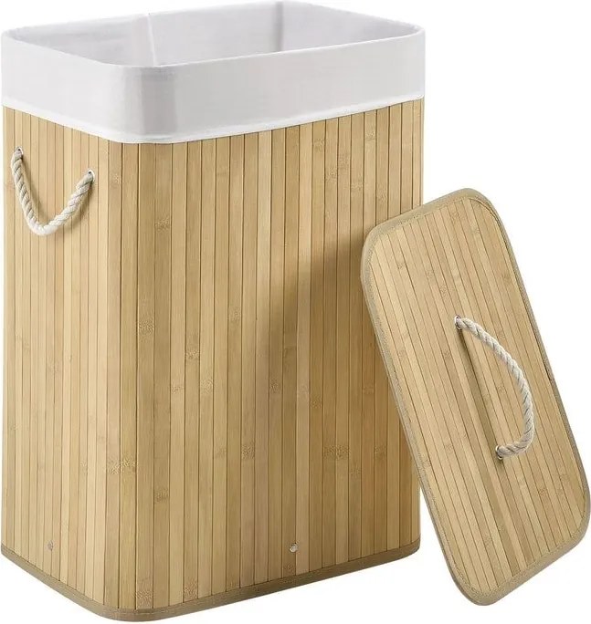 72 l bambusový košík na bielizeň s vekom a vreckom