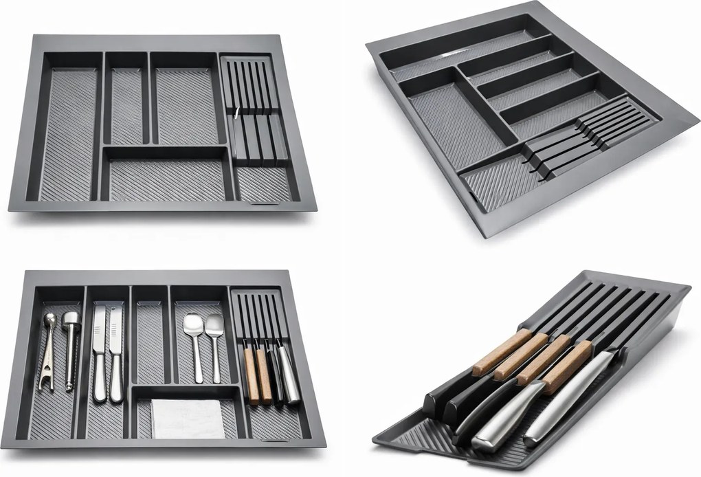 IN-DURO Držiak nožov, 10 priehradiek, plast antracit STRIPES - samostatne nepoužiteľný