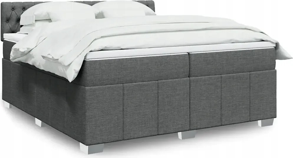 vidaXL Boxspring posteľ s matracom tmavosivá 200x200 cm látka