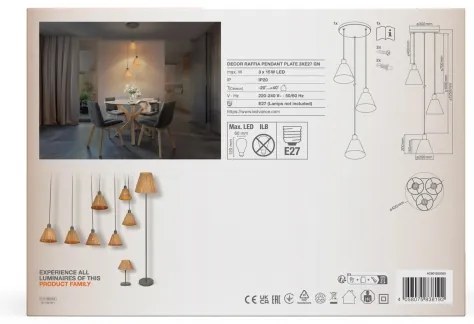Ledvance - Luster na lanku DECOR RAFFIA 3xE27/15W/230V rafia