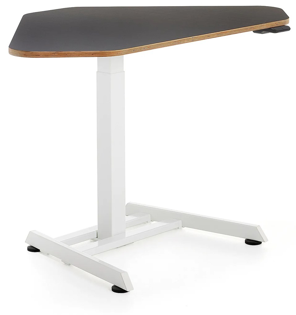 Nastaviteľný rohový stôl NOVUS, 1200x750 mm, čierna doska, biely rám