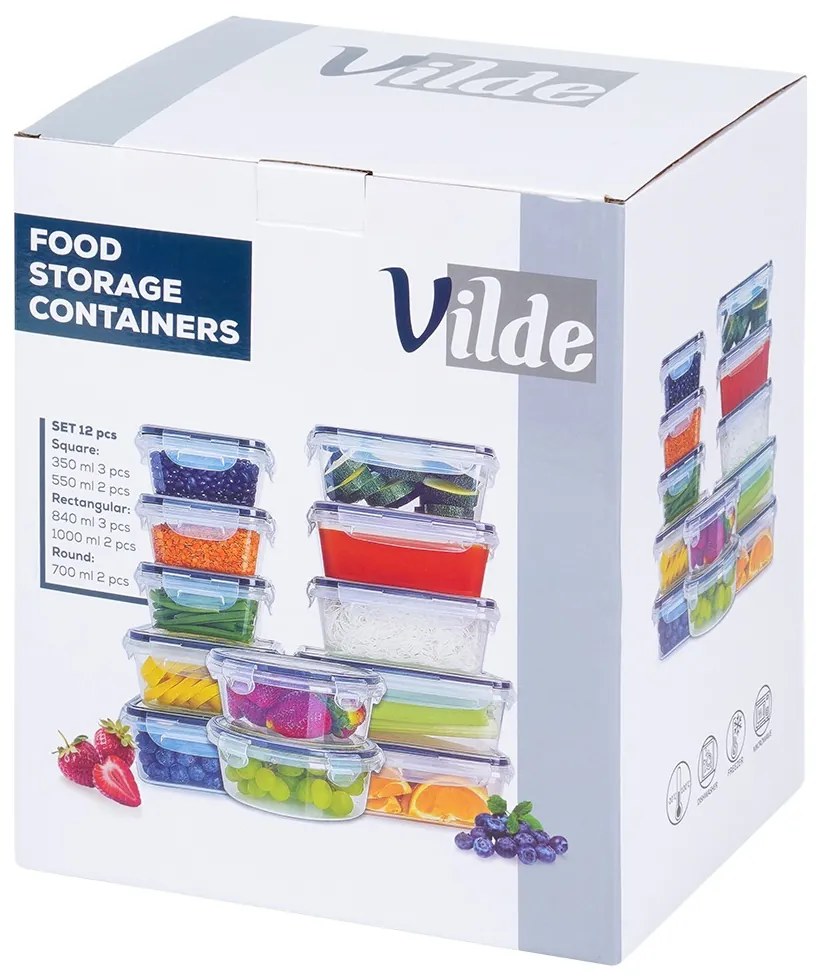 VILDE Sada 12 kuchynských tesniacich dóz, krabičky na jedlo LOCK&LOCK