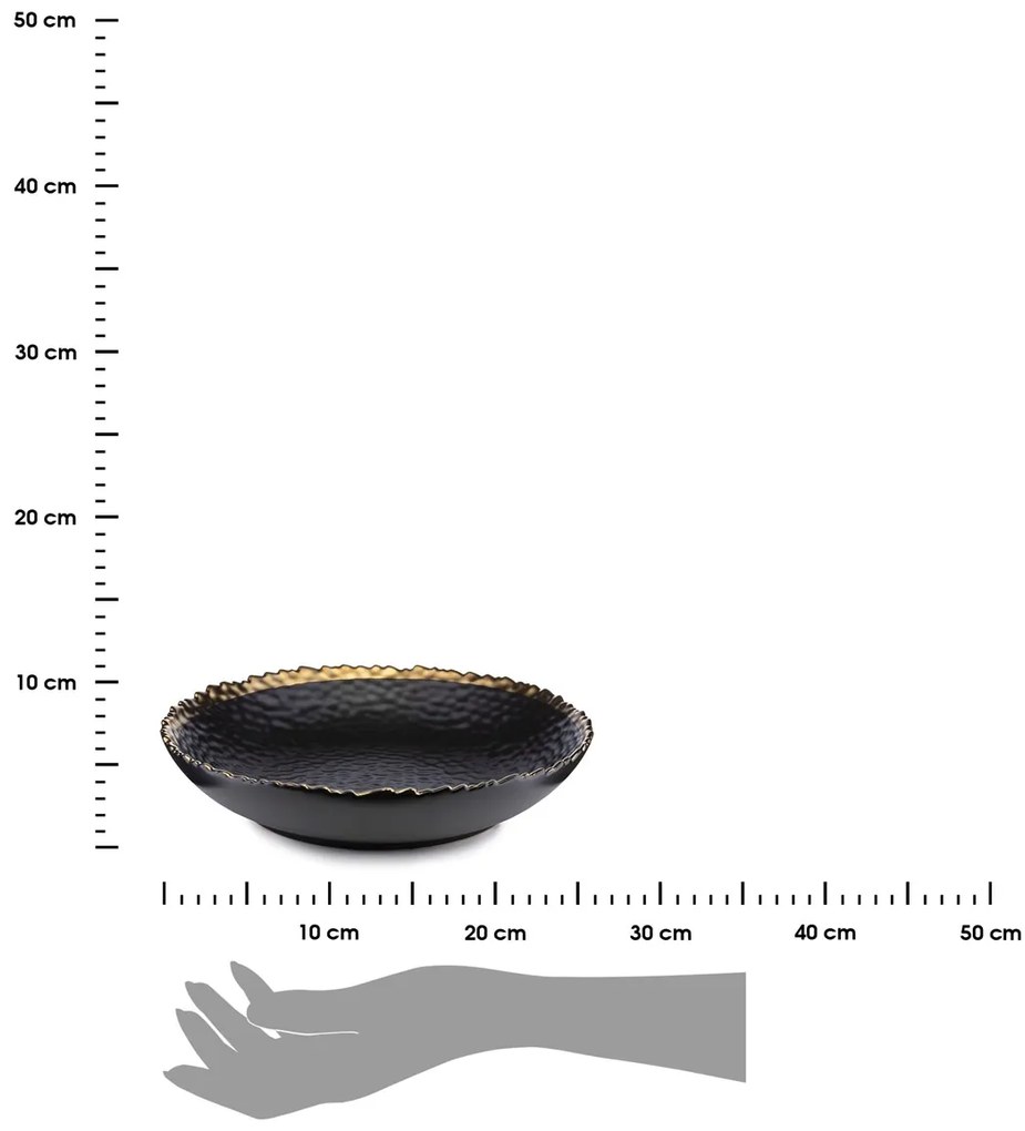 Hlboký tanier Kati, (FI) 26 cm, čierna/so zlatými prvkami, sada 2ks