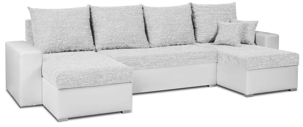 Rohová sedacia súprava s funkciou spania LEO-U Strieborná/biela
