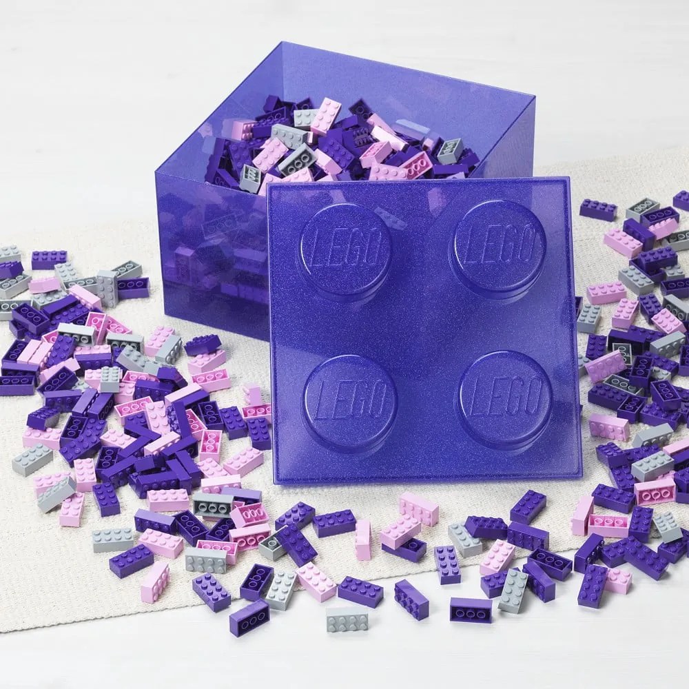 Fialový plastový detský úložný box 25x25x18 cm – LEGO®