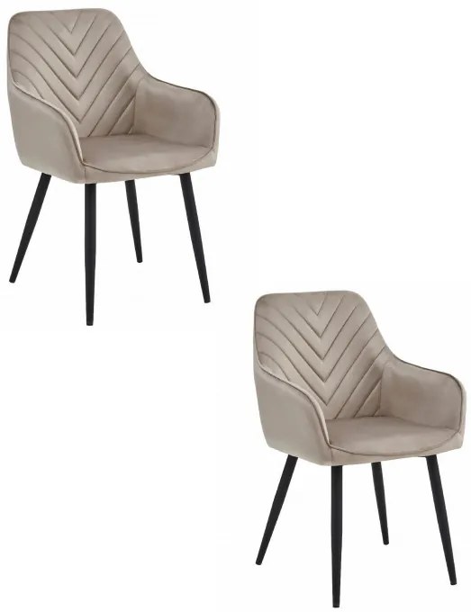 Set dvoch jedálenských otočných stoličiek NANA360 zamatové, tmavobéžové (čierne nohy) 2 ks